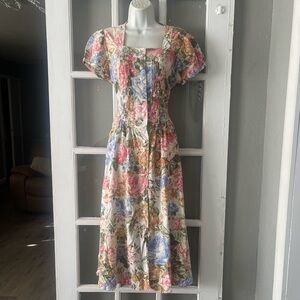 St. Michae Vintage Elegant Floral Midi Dress